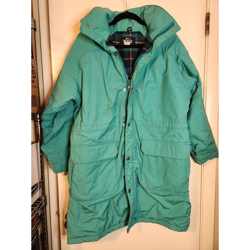 Vintage 80's Woolrich Womens Jacket Coat Teal Wool Lined Zipper Medium
